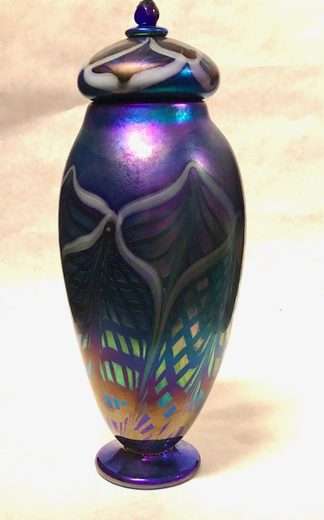 Blue Luster Double decorated urn